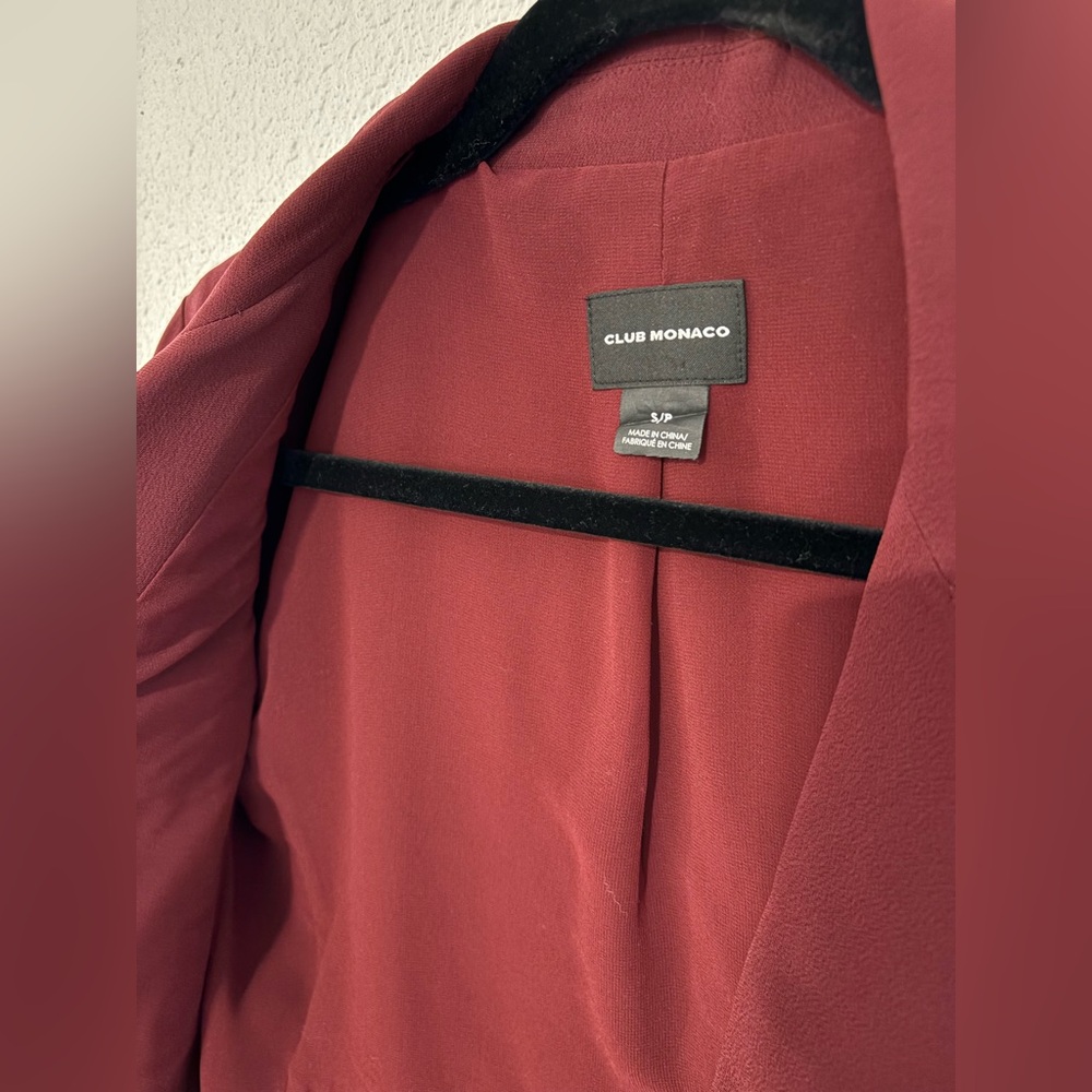 Club Monaco Deep Red Polyester Jacket with Gold Zippers - Picture 3 of 7